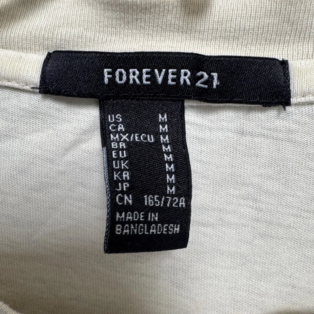 Forever 21 Shirt Womens Medium White Tarot Card Graphic Cropped Distressed Tee - Picture 3 of 6